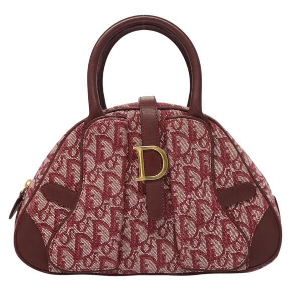 DIOR Trotter Canvas Saddle Hand Bag Red Gold - Picture 2 of 13